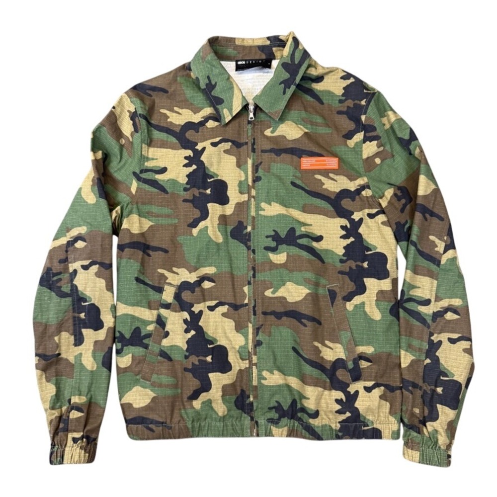 ASOS DESIGN Mens Camo Ripstop Harrington Jacket Green Camouflage Medium F100221
